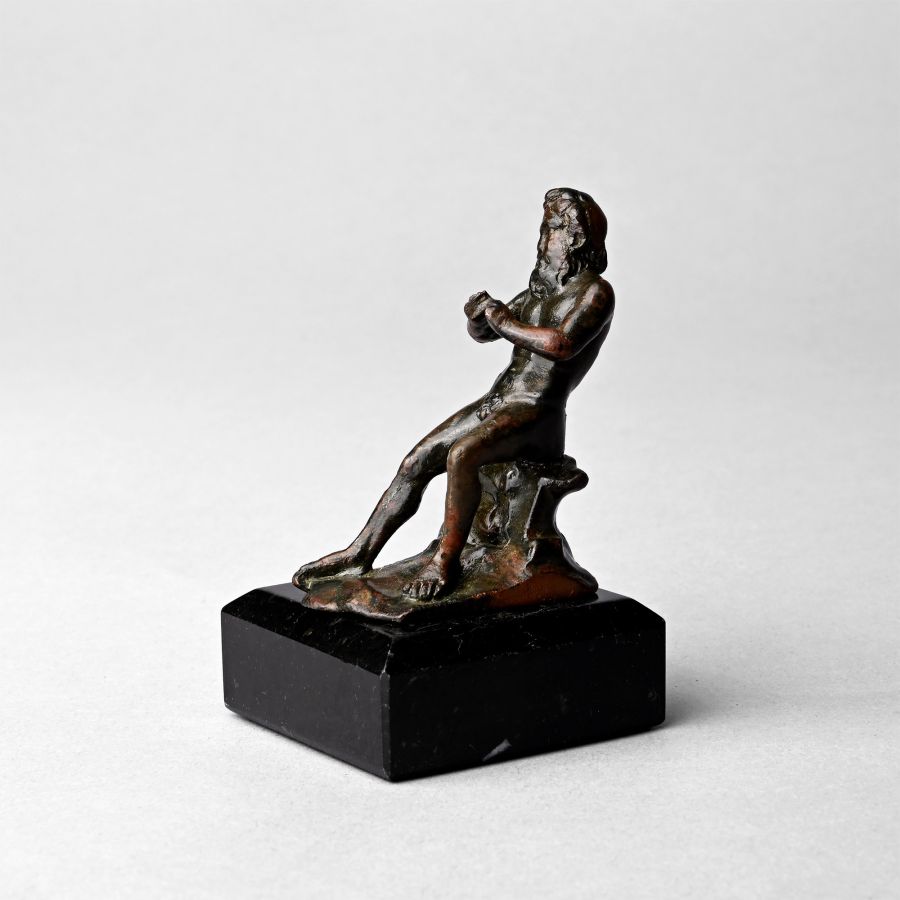 Roman Bronze Statue of Satyr Playing an Aulos