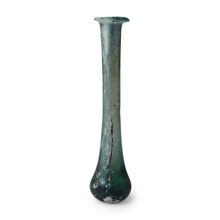 Roman Iridescent Turquoise Glass Unguentarium