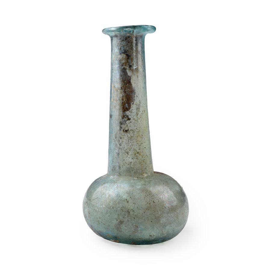 Large Roman Blue Glass Ampulla