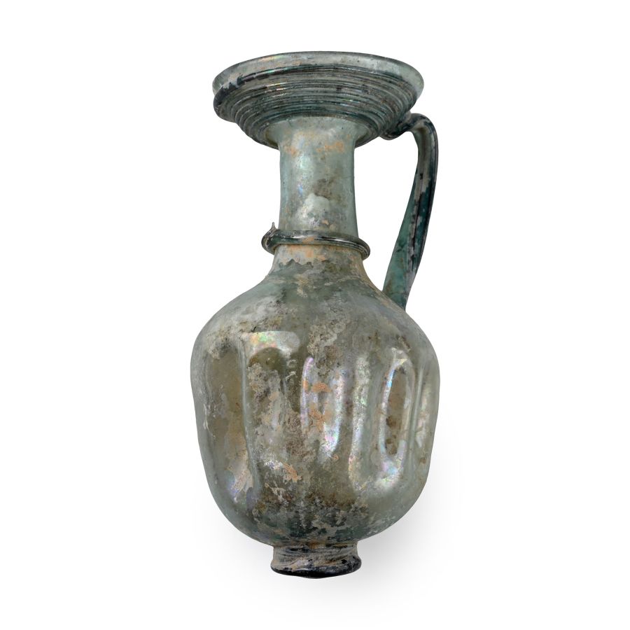Roman Pale Green Glass Jug with Trail