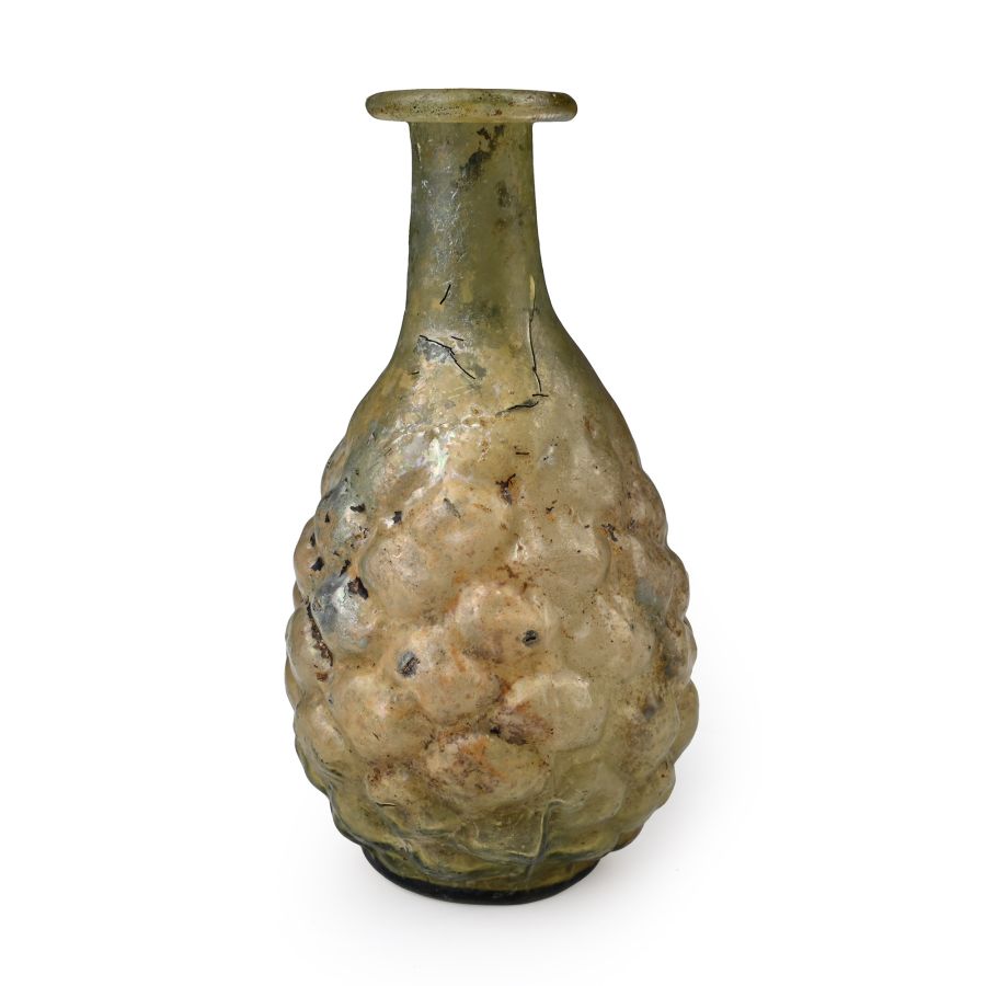 Very Large Roman Pale Green Glass Pinecone Flask