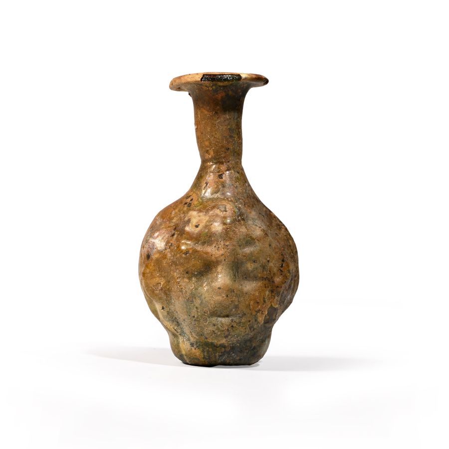 Roman Mould-Blown Blue-Green Glass Janus Flask