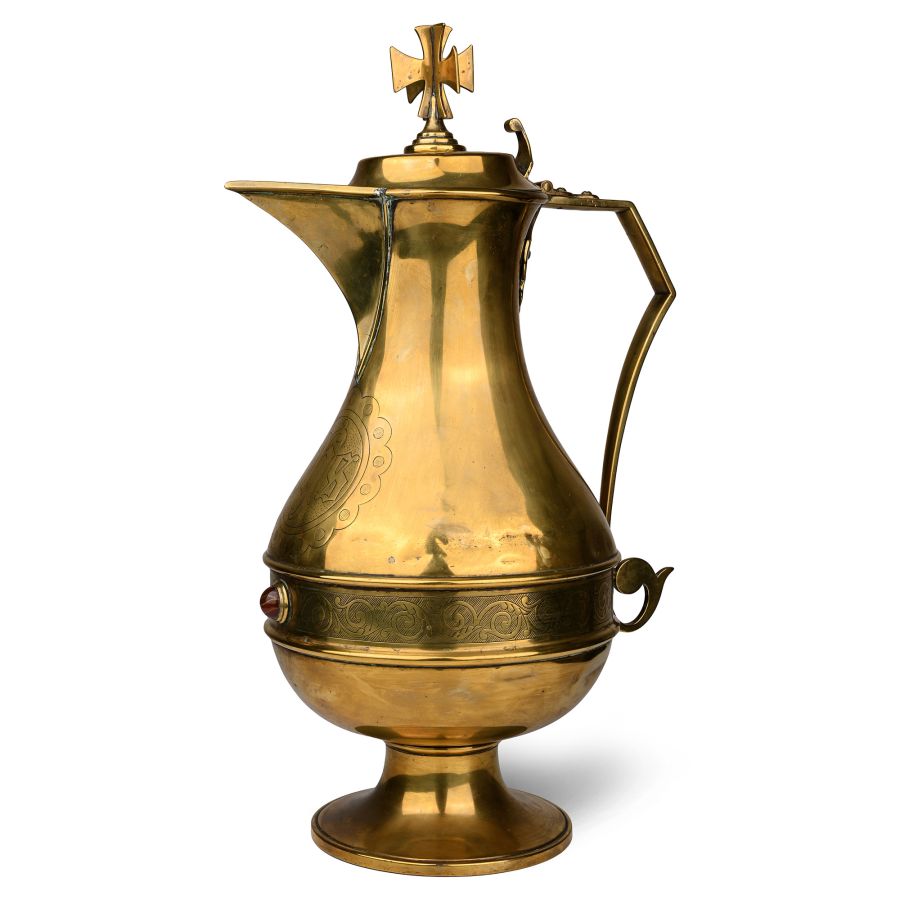 Large Brass Ecclesiastical Jug with IHS
