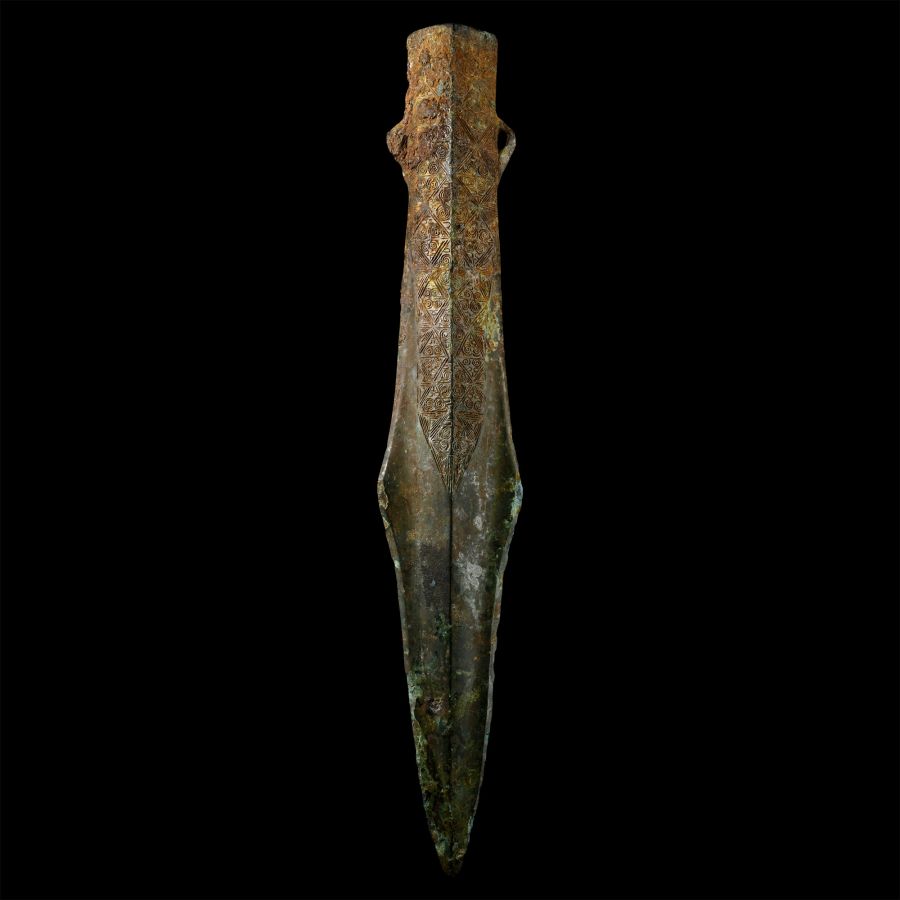 Chinese Han Bronze Socketted Spearhead.