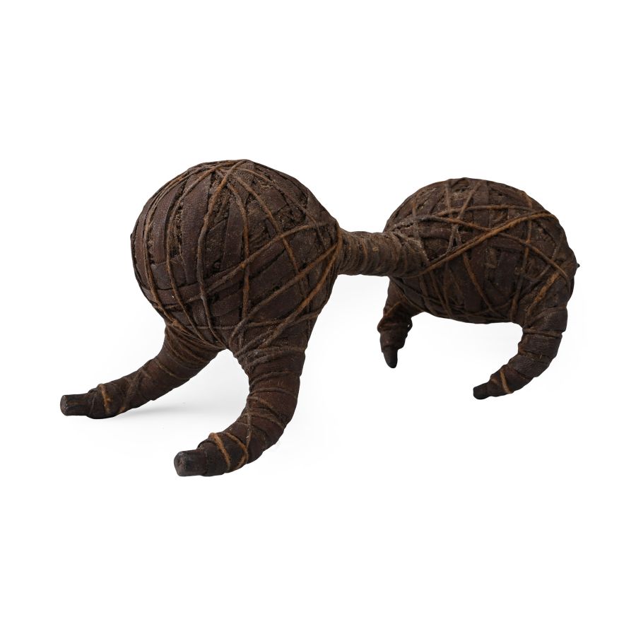 African Leather and Metal Animal Figure