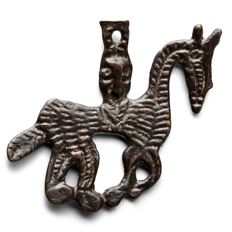 Viking Age Bronze Horse and Rider Pendant