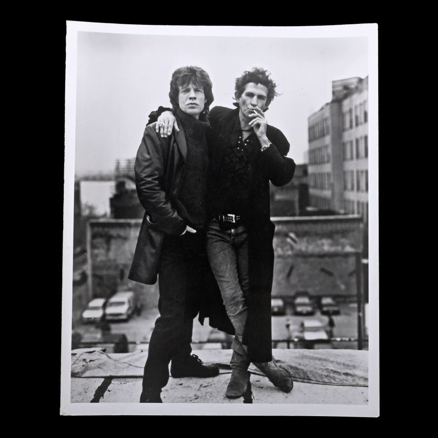 Mick Jagger and Keith Richards of Rolling Stones ’Voodoo Lounge Rooftop Portrait’ Press Photograph by Sante D'Orazio