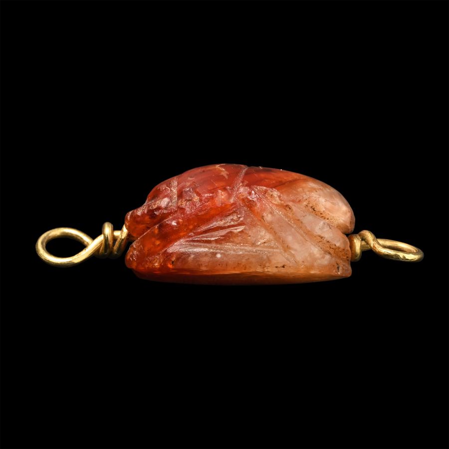 Egyptian Carnelian Scarab Mounted in Gold