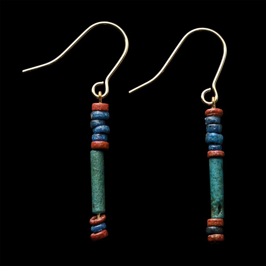 Egyptian Faience Earrings on Modern Mounts