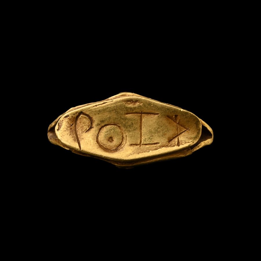 Greek Gold Double Boar Seal with Inscription