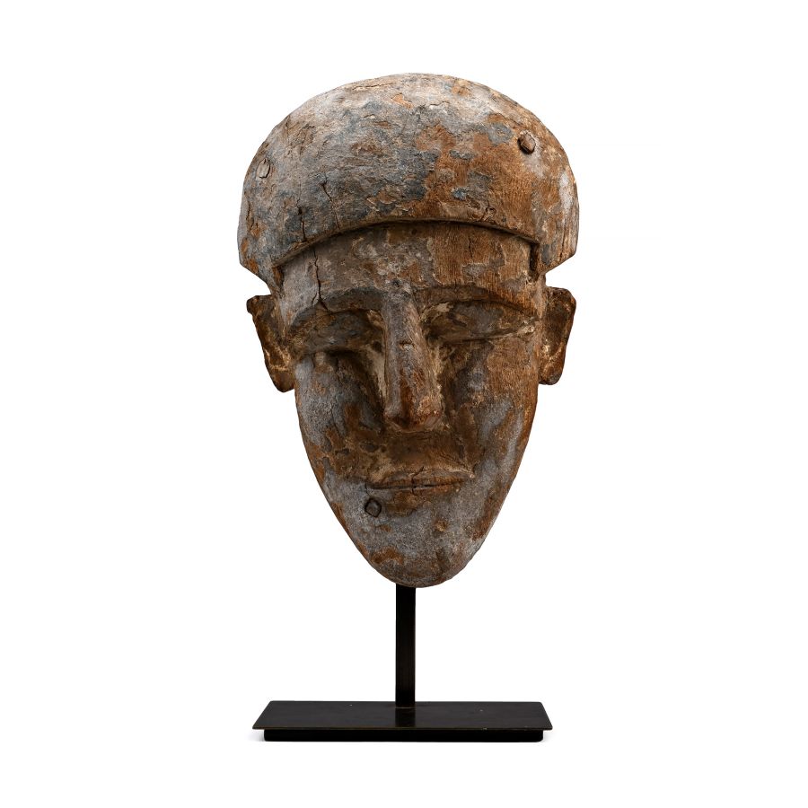 Egyptian Carved Cedar Wood Sarcophagus Mask