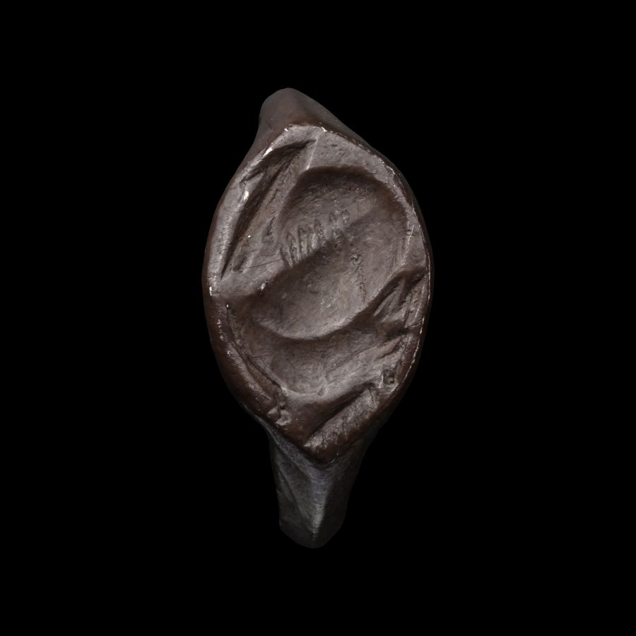 Greek Silver Ring with a Seated Ibex