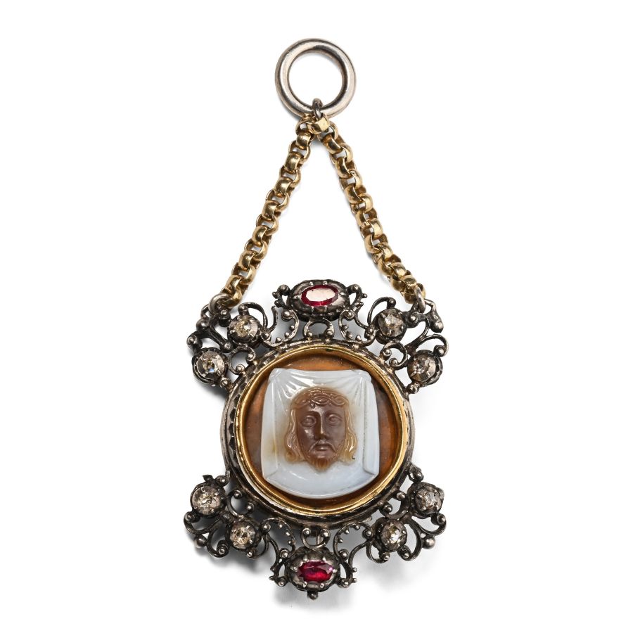 Sardonyx Cameo of Veronica’s Veil in an Eighteenth-Century Pendant