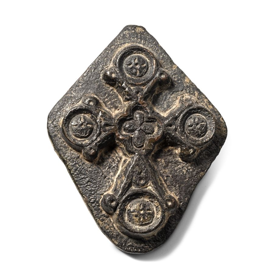 Byzantine Bronze Cross Pendant Repousse Matrix