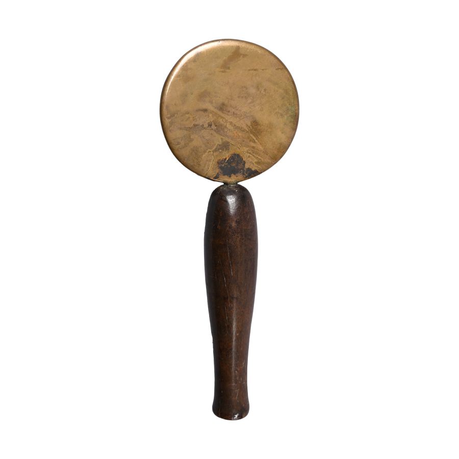 Egyptian Bronze Mirror with Wooden Handle