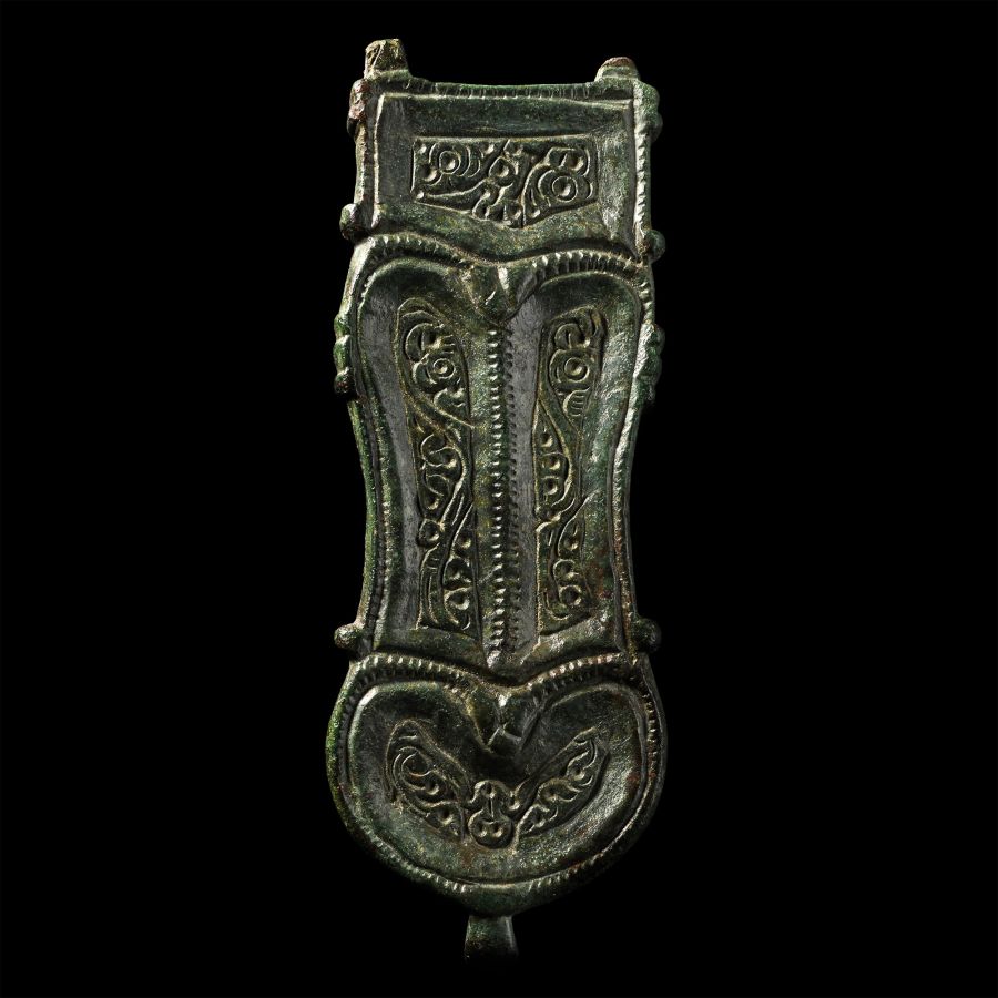 Visigothic Bronze Lyre-Shaped Buckle Plate