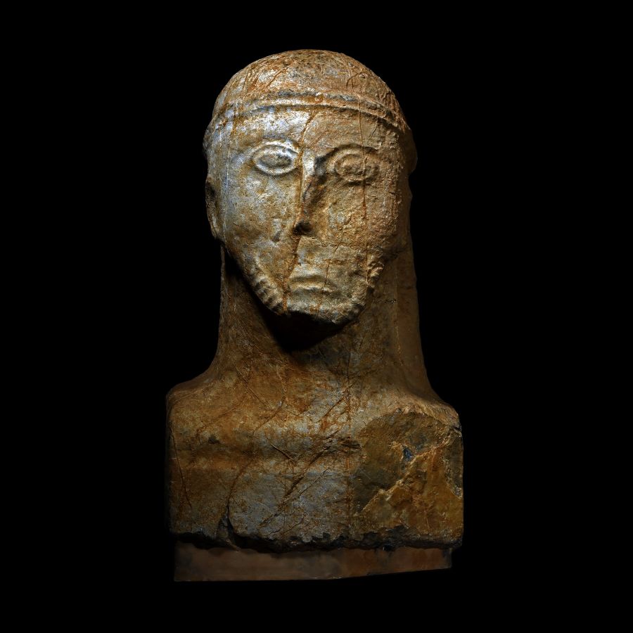 Celtic Limestone Bust of a Bearded Man