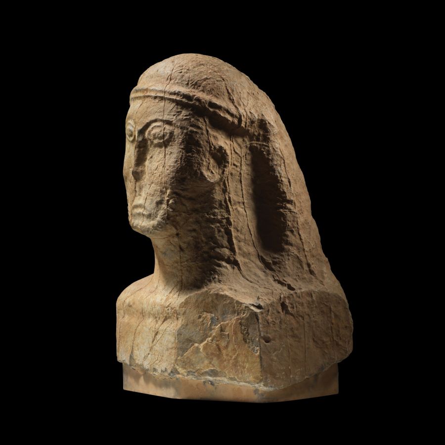 Celtic Limestone Bust of a Bearded Man