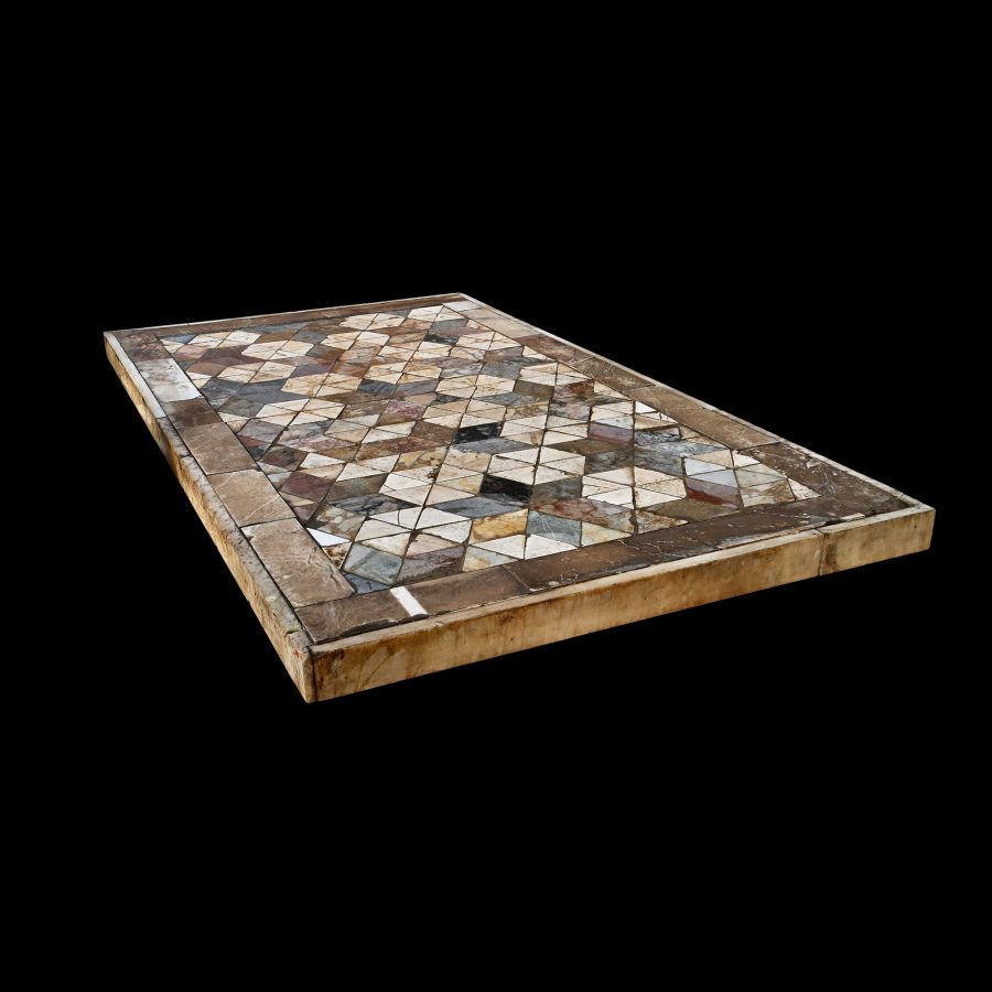 Large Roman Coloured Marble Table Top Formed from a Section of Tessellated Pavement