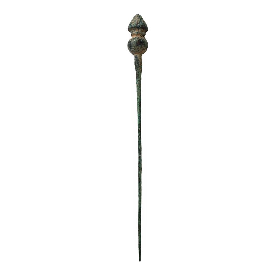 Large Luristan Bronze Poppy-Headed Cloak Pin