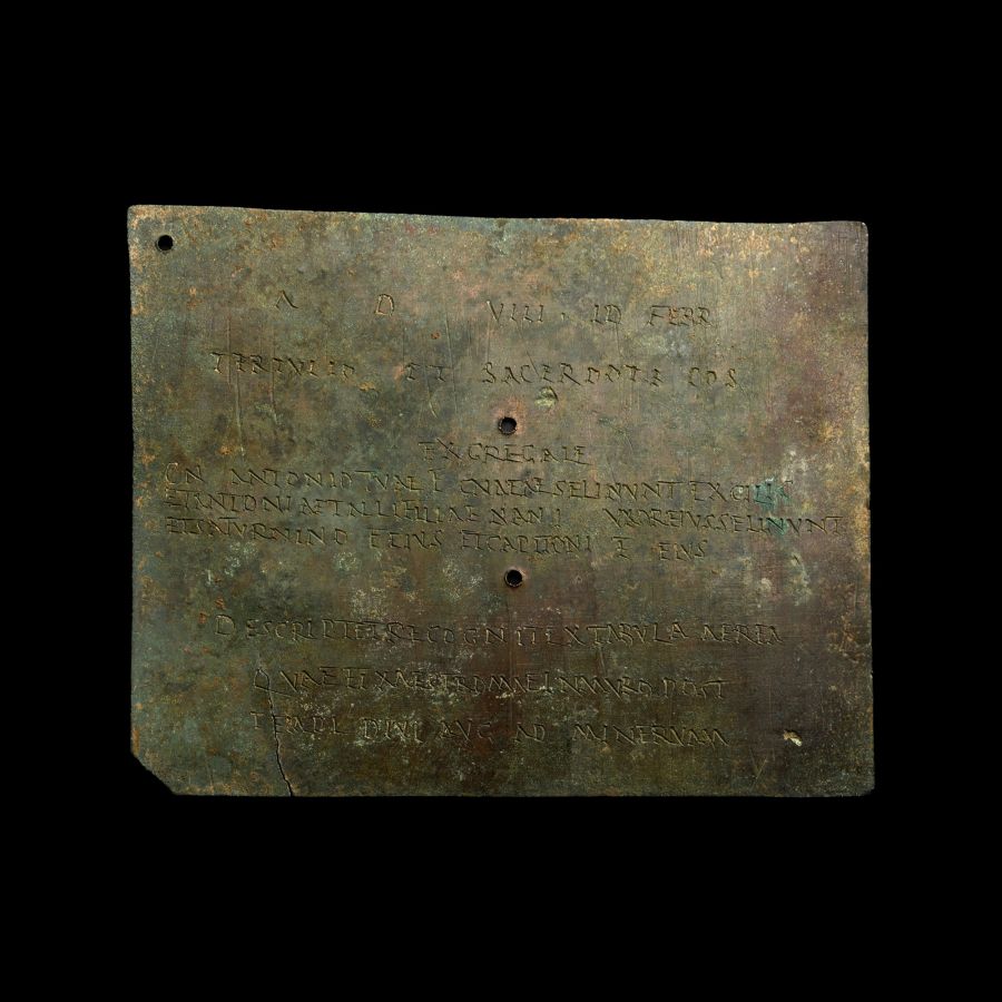Fully Preserved Tabella II of a Roman Military Diploma Granted by Antoninus Pius
