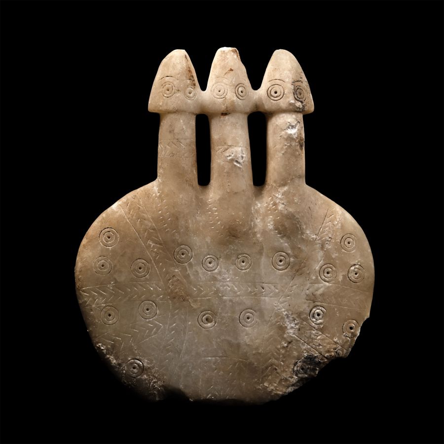 Rare Western Asiatic Three-Headed Kultepe Disc-Shaped Idol