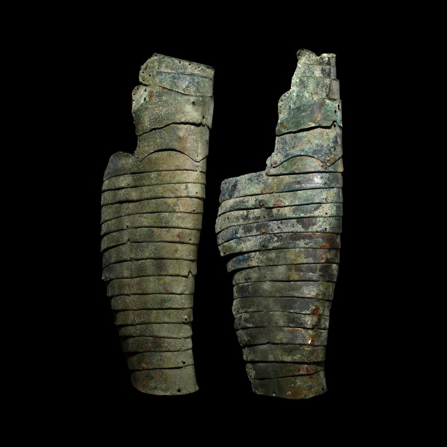 Pair of Roman Lamellar Greaves of a Heavily Armoured Mounted Cataphractarius Soldier