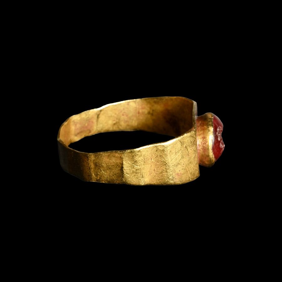 Roman Gold Ring with Gemstone of Silenus