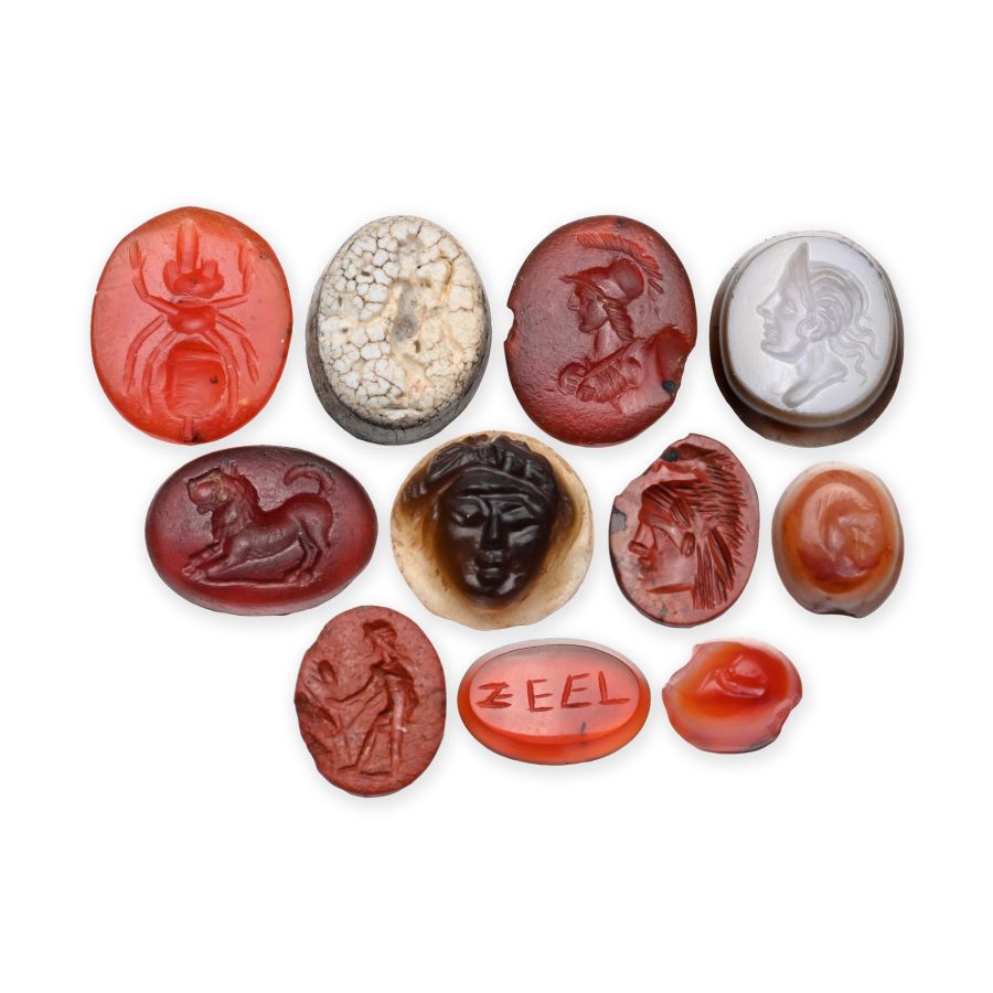 Large Roman Carnelian and Other Gemstone Collection