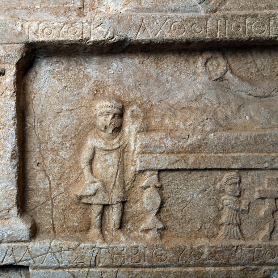 Monumental Roman Marble Funerary Stele to Senator Apellinarius and Kallisti
