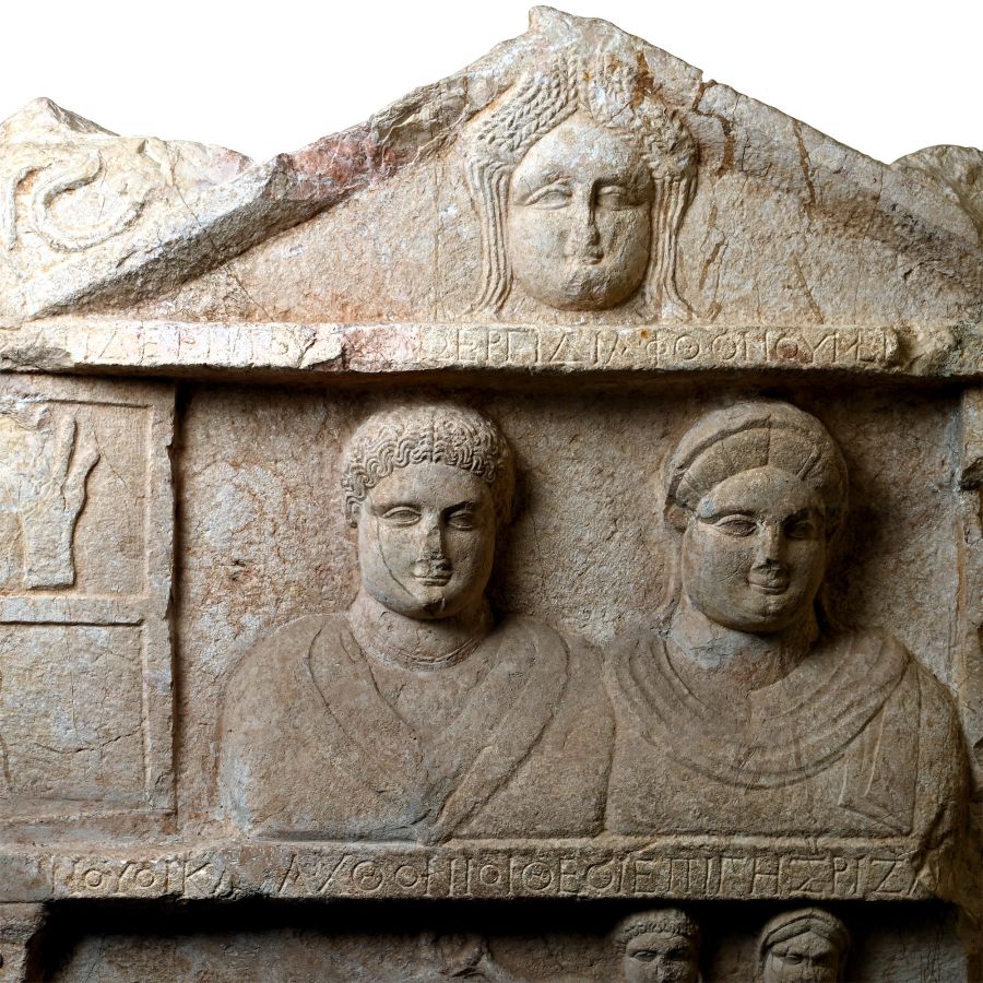 Monumental Roman Marble Funerary Stele to Senator Apellinarius and Kallisti