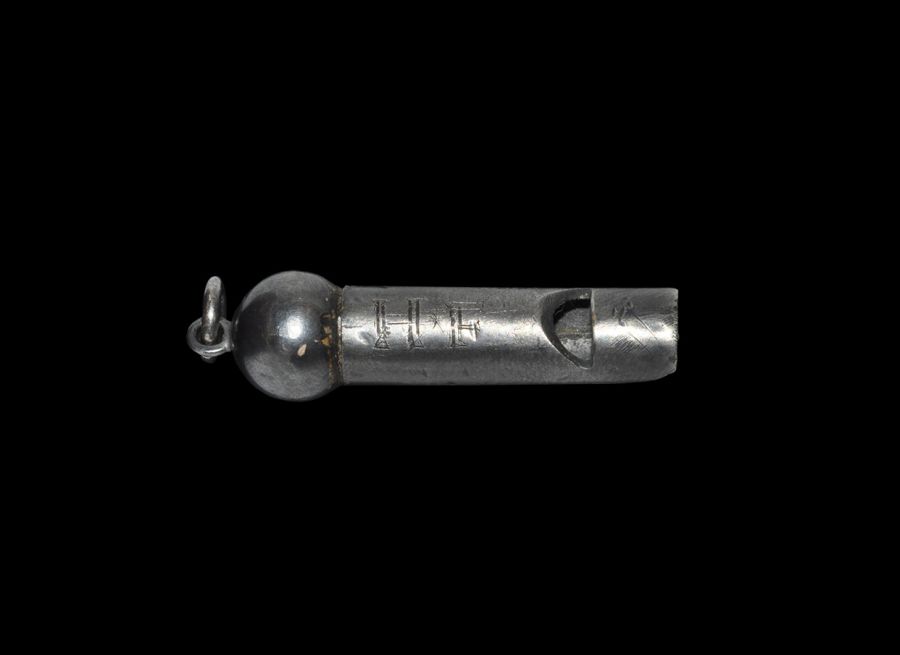 Post Medieval Silver Hawking Whistle with 'HF' Initials