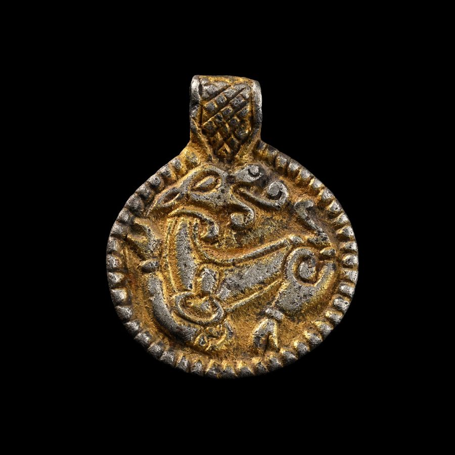 Viking Silver-Gilt Pendant with Beast Facing Back