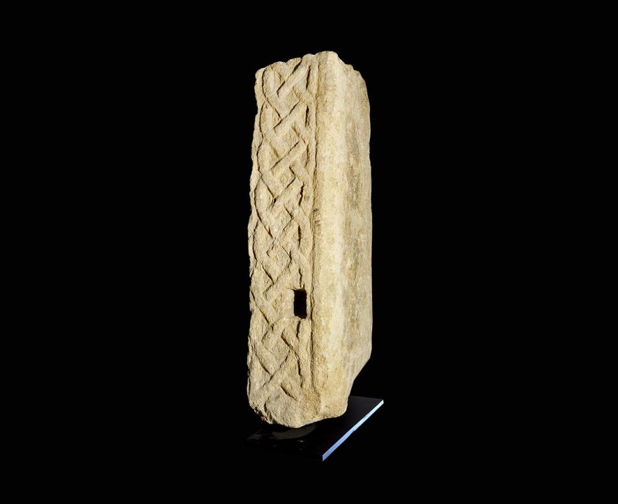 Anglo-Saxon Huntingdon Limestone Interlaced Cross-Shaft