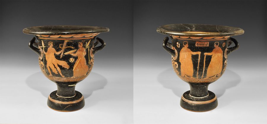 Greek Apulian Blackware Bell Krater