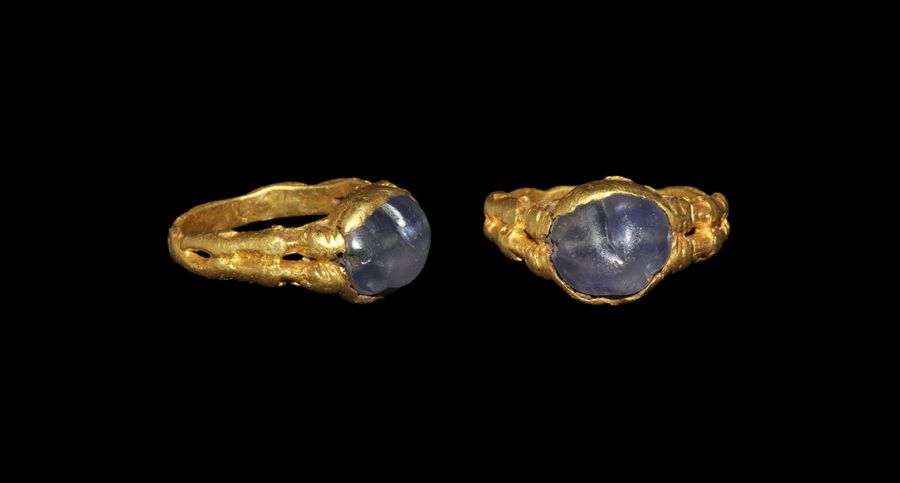 Medieval Gold Ring with Purple Gemstone