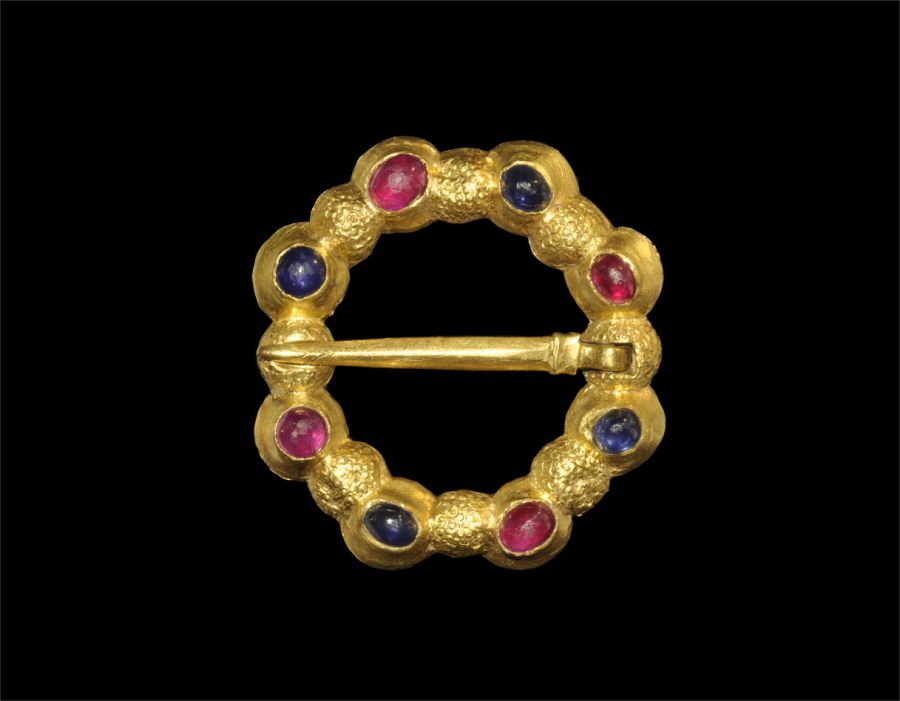 Medieval Gold Jewelled Annular Brooch