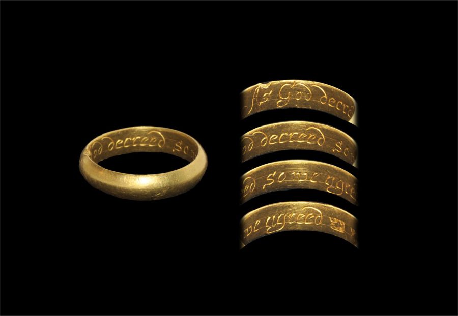 Post Medieval Gold 'As God decreed So we agreed' Posy Ring