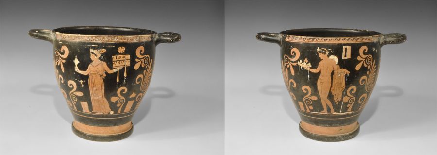 Greek Apulian Skyphos with Odysseus and Penelope