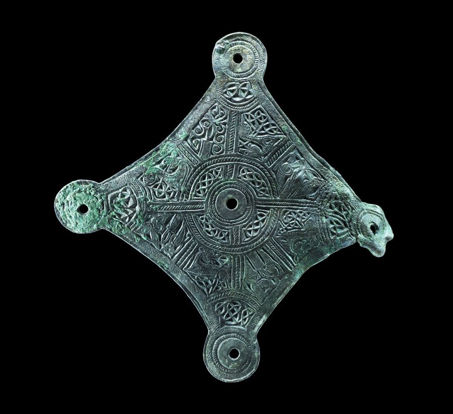 Anglo-Saxon Bronze Cruciform Casket Appliqué