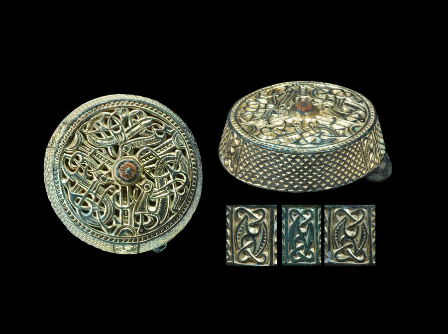 Viking Gilt-Bronze Box Brooch with Entwined Animals