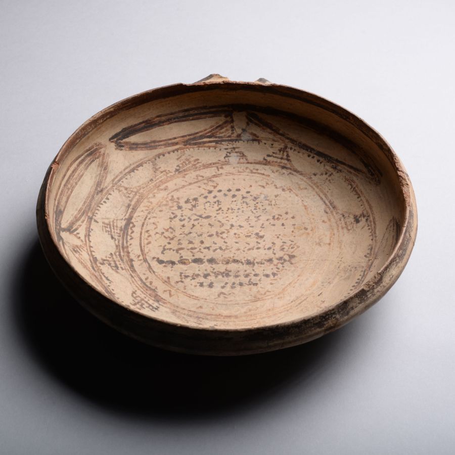 Cypriot Decorated Bowl with Stamped Characters to Reverse