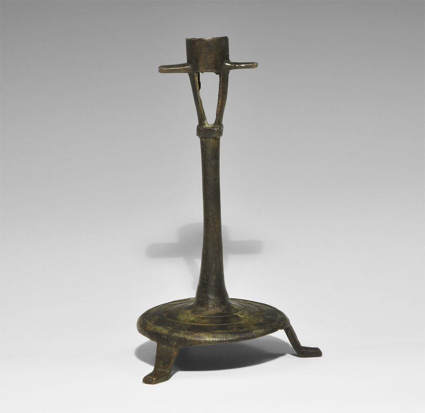 Post Medieval Bronze Tripod Candlestick