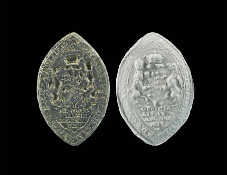 Medieval Bronze Large 'Of His Majesty The King For Church Matters' Bishop Of Nottingham Vesica Seal Matrix