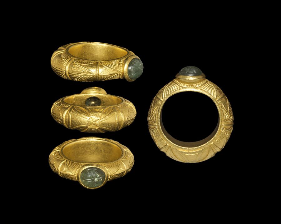 Byzantine Gold Patriarch's Ring with Carved Emerald