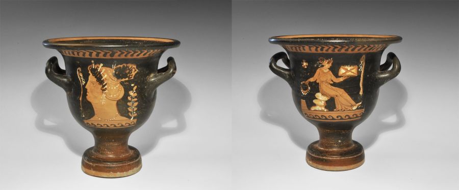 Greek Ceramic Figural Bell Krater