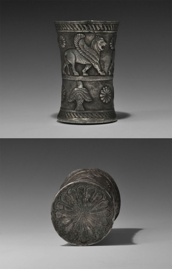 Western Asiatic Achaemenid Beaker with Winged Lions