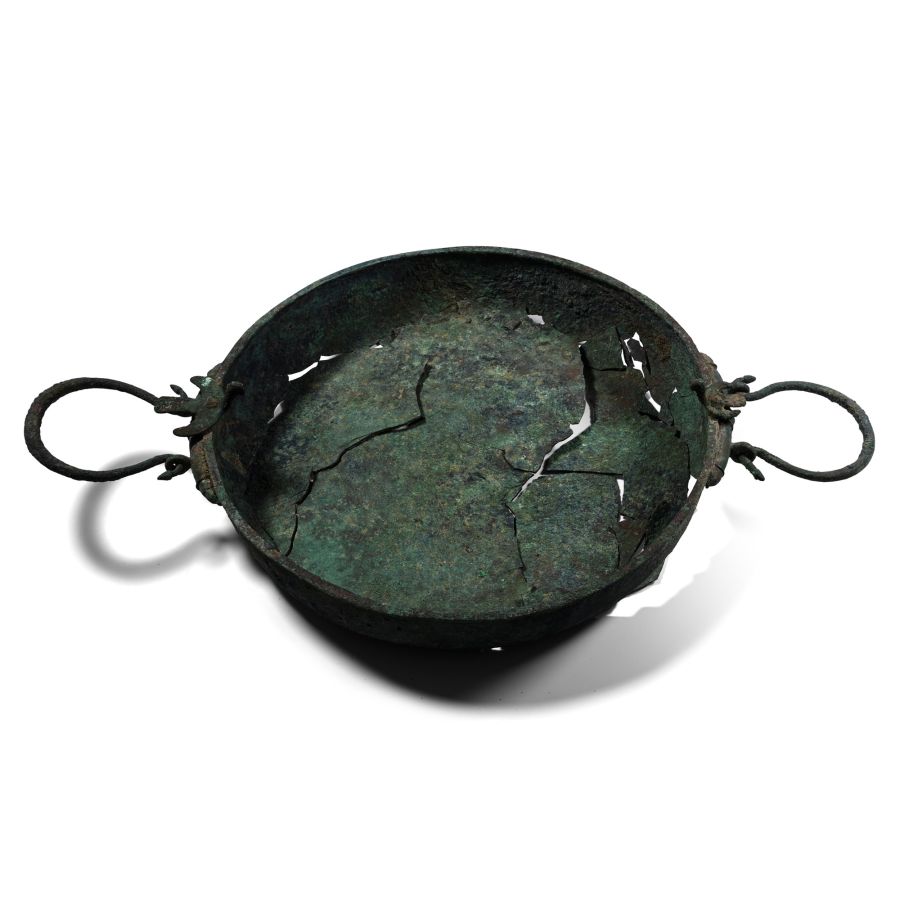 Greek Archaic Bronze Phiale with Handles