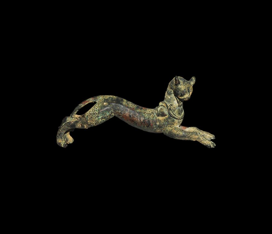 Greco-Parthian Panther Figurine with Foliage