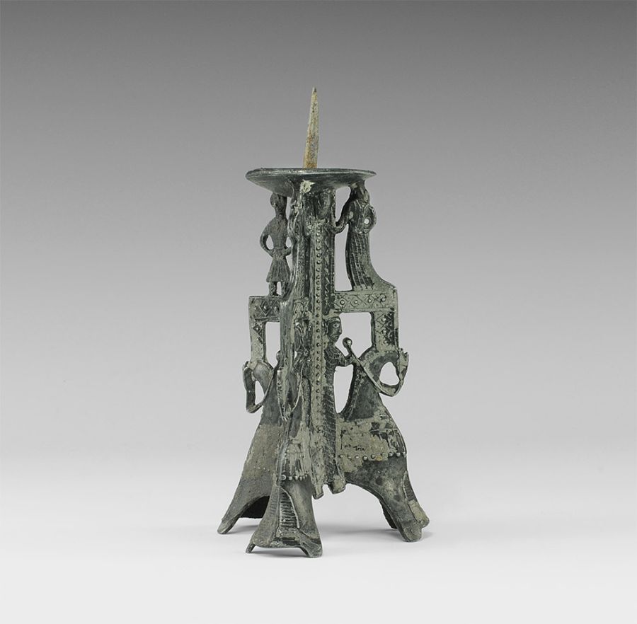 Medieval Romanesque Figural Candlestick
